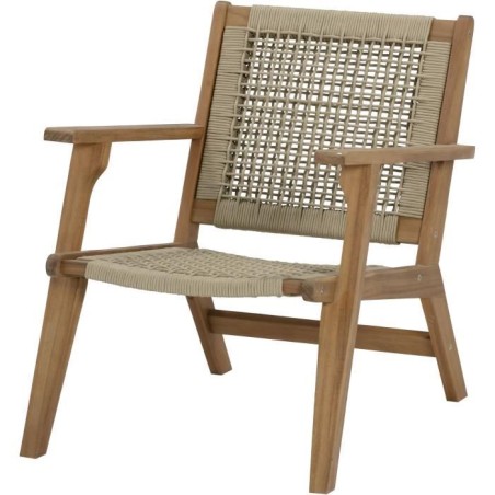 Fauteuil de jardin bas en bois d'Acacia FSC et en corde - MERIDA - Bei