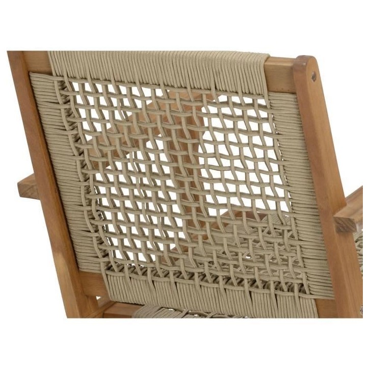 Fauteuil de jardin bas en bois d'Acacia FSC et en corde - MERIDA - Beige Kaki Fauteuil de jardin bas en bois d'Acacia FSC et en corde - MERIDA - Beige Kaki