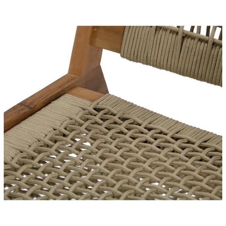 Fauteuil de jardin bas en bois d'Acacia FSC et en corde - MERIDA - Beige Kaki Fauteuil de jardin bas en bois d'Acacia FSC et en corde - MERIDA - Beige Kaki