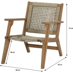 Fauteuil de jardin bas en bois d'Acacia FSC et en corde - MERIDA - Bei