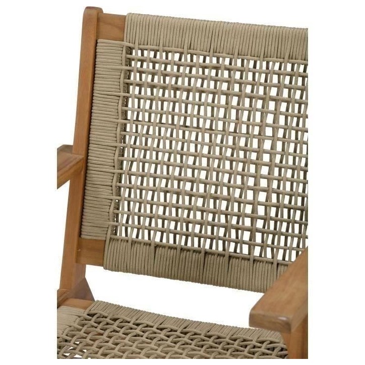 Fauteuil de jardin bas en bois d'Acacia FSC et en corde - MERIDA - Beige Kaki Fauteuil de jardin bas en bois d'Acacia FSC et en corde - MERIDA - Beige Kaki