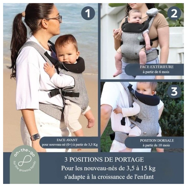 Dreambaby Porte-bébé ajustable 3-1 Journey - confortable et polyvalente - pour nouveau-né a enfant jusqu'a 15 kg Dreambaby Porte-bébé ajustable 3-1 Journey - confortable et polyvalente - pour nouveau-né a enfant jusqu'a 15 kg