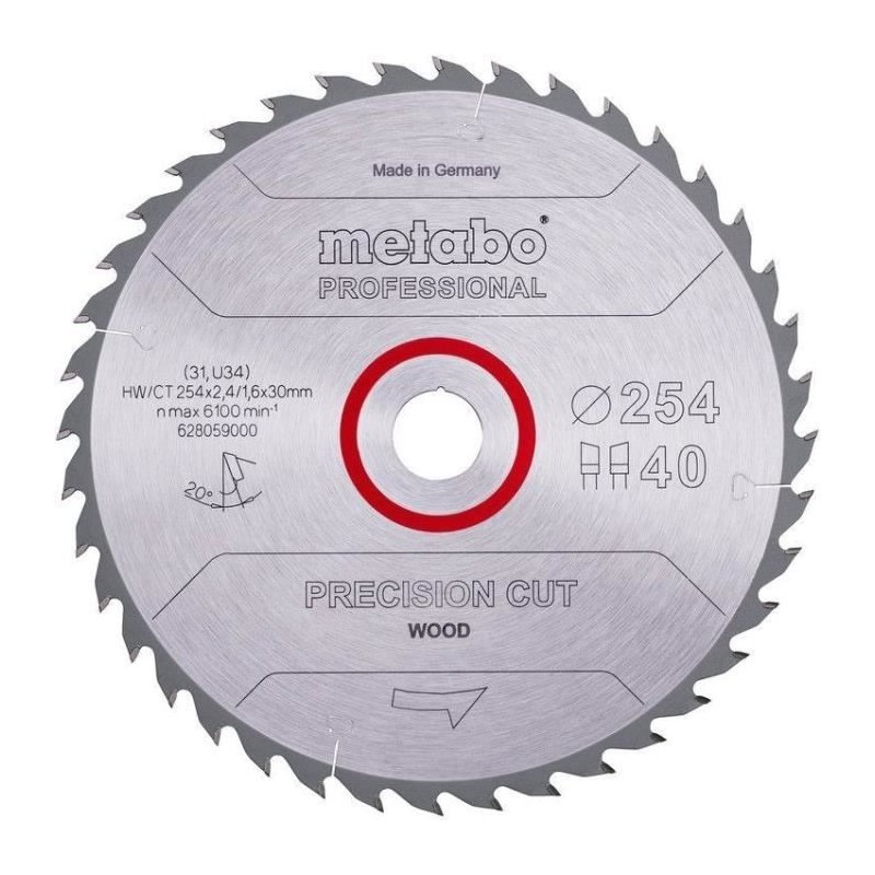Lame de scie circulaire Pro - METABO - Precision Cut Wood HW/CT 254x30 Lame de scie circulaire Pro - METABO - Precision Cut Wood HW/CT 254x30