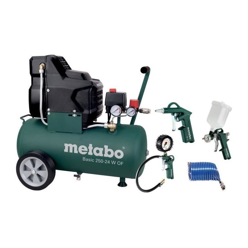 Set d'outils a air comprimé LPZ 4 - METABO - Basic 250-24 W OF - Poig Set d'outils a air comprimé LPZ 4 - METABO - Basic 250-24 W OF - Poig