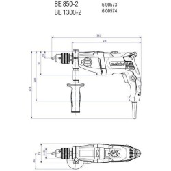 Perceuse - METABO - BEV 1300-2 - Mandrin a clé - Poignée supplément