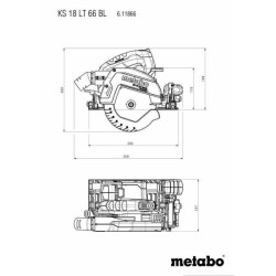 Scie circulaire portative sans fil - METABO - KS 18 LTX 66 BL - 18 V -