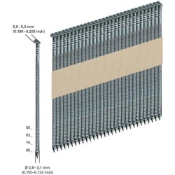 4000 Clous - METABO - D34° fixé sur papier 2,8 x 75 mm classe 2 - Ac