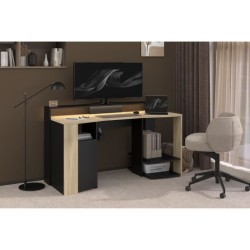 Bureau Gamer - META - Chene / Noir - 152 x 61,5 x 86,7 cm - PARISOT