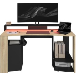 Bureau Gamer - META - Chene / Noir - 152 x 61,5 x 86,7 cm - PARISOT
