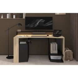 Bureau Gamer - META - Chene / Noir - 152 x 61,5 x 86,7 cm - PARISOT