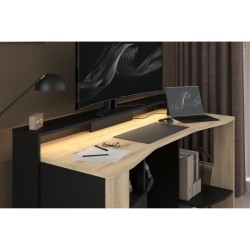 Bureau Gamer - META - Chene / Noir - 152 x 61,5 x 86,7 cm - PARISOT