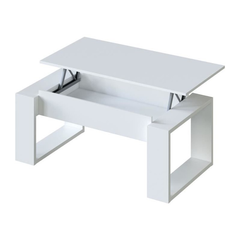Table basse relevable - Mélaminé blanc - L 105 x P 55 x H 45 cm NOVA Table basse relevable - Mélaminé blanc - L 105 x P 55 x H 45 cm NOVA