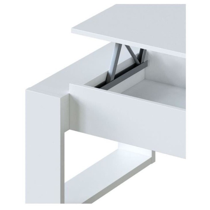 Table basse relevable - Mélaminé blanc - L 105 x P 55 x H 45 cm NOVA