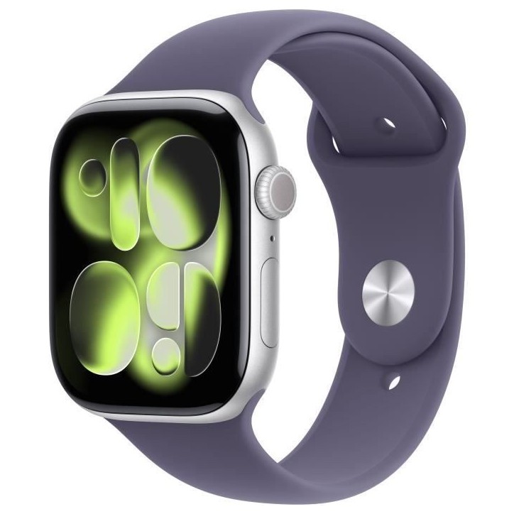 Apple Watch Series 11 GPS - 46mm - Boîtier Silver Aluminium - Bracelet Purple Fog Sport Band - M/L Apple Watch Series 11 GPS - 46mm - Boîtier Silver Aluminium - Bracelet Purple Fog Sport Band - M/L