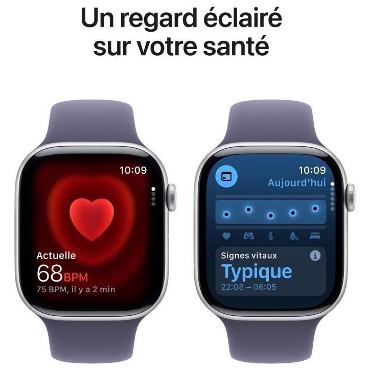 Apple Watch Series 11 GPS - 46mm - Boîtier Silver Aluminium - Bracelet Purple Fog Sport Band - M/L Apple Watch Series 11 GPS - 46mm - Boîtier Silver Aluminium - Bracelet Purple Fog Sport Band - M/L