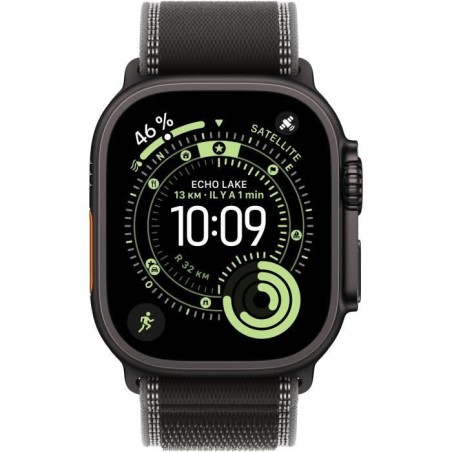Apple Watch Ultra 3 GPS + Cellular - 49mm - Boîtier Black Titanium - Bracelet Black/Charcoal Trail Loop - S/M