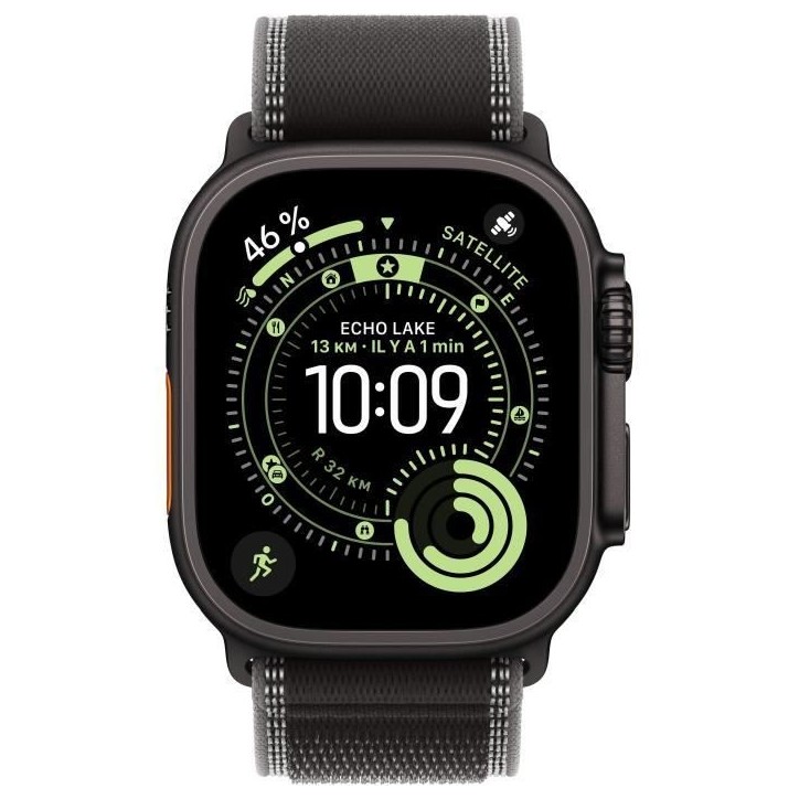 Apple Watch Ultra 3 GPS + Cellular - 49mm - Boîtier Black Titanium - Bracelet Black/Charcoal Trail Loop - M/L Apple Watch Ultra 3 GPS + Cellular - 49mm - Boîtier Black Titanium - Bracelet Black/Charcoal Trail Loop - M/L