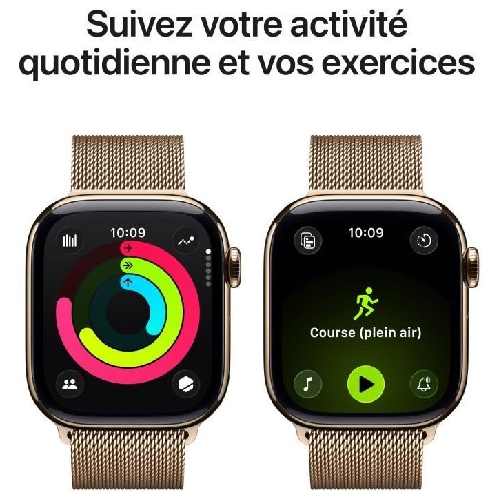 Apple Watch Series 11 GPS + Cellular - 42mm - Boîtier Gold Titanium - Bracelet Gold Milanese Loop Apple Watch Series 11 GPS + Cellular - 42mm - Boîtier Gold Titanium - Bracelet Gold Milanese Loop