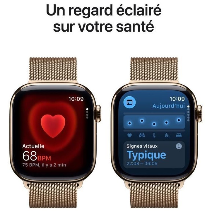 Apple Watch Series 11 GPS + Cellular - 42mm - Boîtier Gold Titanium - Bracelet Gold Milanese Loop Apple Watch Series 11 GPS + Cellular - 42mm - Boîtier Gold Titanium - Bracelet Gold Milanese Loop