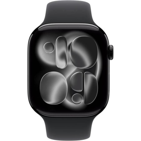 Apple Watch Series 11 GPS + Cellular - 46mm - Boîtier Jet Black Aluminium - Bracelet Black Sport Band - M/L