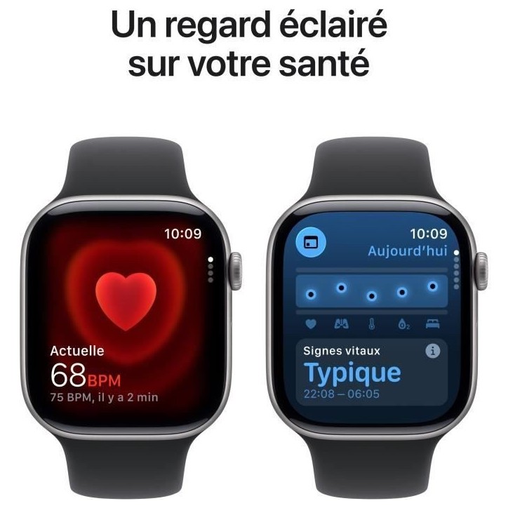 Apple Watch Series 11 GPS + Cellular - 46mm - Boîtier Space Grey Aluminium - Bracelet Black Sport Band - M/L Apple Watch Series 11 GPS + Cellular - 46mm - Boîtier Space Grey Aluminium - Bracelet Black Sport Band - M/L