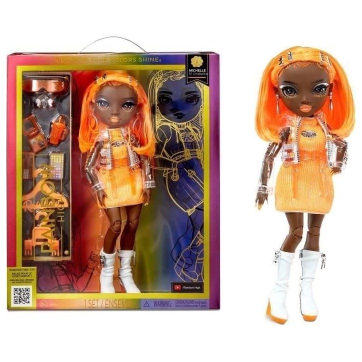 Rainbow High S23 Fashion Doll - Poupée 27 cm Michelle St Charles (Orange Fluo) - 1 tenue, 1 paire de chaussures et des accessoi Rainbow High S23 Fashion Doll - Poupée 27 cm Michelle St Charles (Orange Fluo) - 1 tenue, 1 paire de chaussures et des accessoi