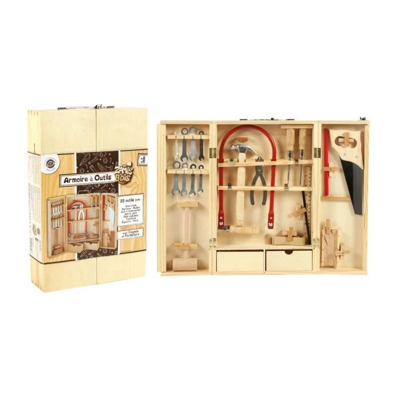 Armoire a outils en bois avec de vrais outils - PLANETE BOIS - FSC - 2 Armoire a outils en bois avec de vrais outils - PLANETE BOIS - FSC - 2
