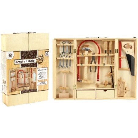 Armoire a outils en bois avec de vrais outils - PLANETE BOIS - FSC - 2