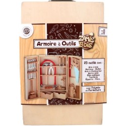 Armoire a outils en bois avec de vrais outils - PLANETE BOIS - FSC - 2