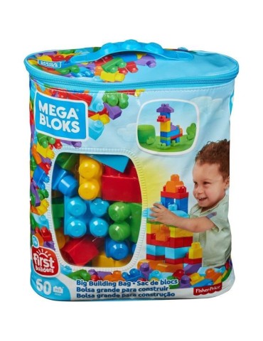 Mega Bloks - Sac Bleu 60 blocs - First Builders - Jouet de construction - Briques de Construction - 1er age - 12 mois et +
