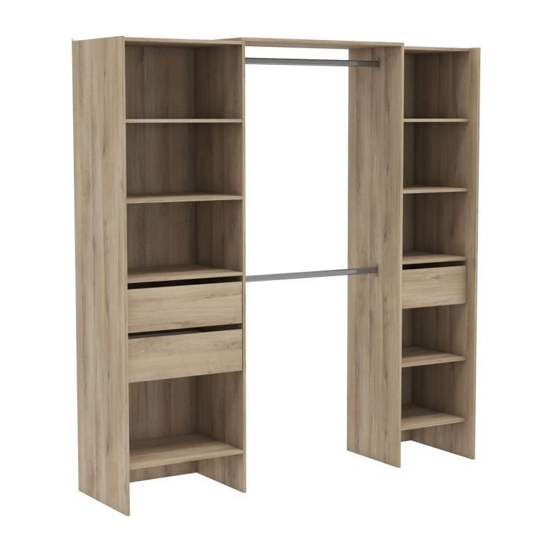 Kit dressing extensible - L192 x P50 x H205 cm - Décor Chene Kronberg Kit dressing extensible - L192 x P50 x H205 cm - Décor Chene Kronberg