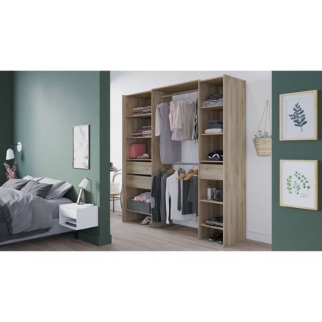 Kit dressing extensible - L192 x P50 x H205 cm - Décor Chene Kronberg - MIAMI