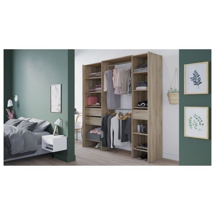 Kit dressing extensible - L192 x P50 x H205 cm - Décor Chene Kronberg - MIAMI Kit dressing extensible - L192 x P50 x H205 cm - Décor Chene Kronberg - MIAMI