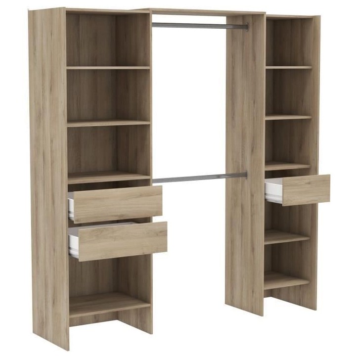 Kit dressing extensible - L192 x P50 x H205 cm - Décor Chene Kronberg - MIAMI Kit dressing extensible - L192 x P50 x H205 cm - Décor Chene Kronberg - MIAMI