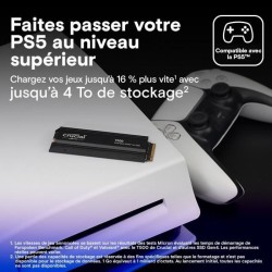 Crucial T500 SSD 1 To PCIe Gen4 NVMe M.2 PS5 SSD Interne Gaming avec D