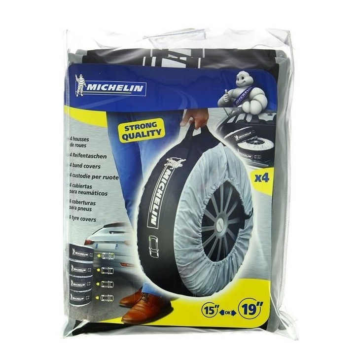 Lot de 4 Housses de rangement les roues ou les pneus taille universelle - MICHELIN - 15''a 19'' - En nylon avec poignée renforc