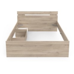 Lit adulte - MICHIGAN - 140 x 200 cm - 2 tiroirs / 1 niche - Chene Kro