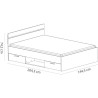 Lit adulte - MICHIGAN - 140 x 200 cm - 2 tiroirs / 1 niche - Chene Kro