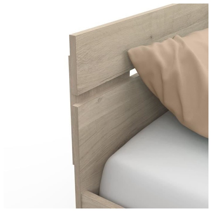 Lit adulte - MICHIGAN - 140 x 200 cm - 2 tiroirs / 1 niche - Chene Kronberg - DEMEYERE Lit adulte - MICHIGAN - 140 x 200 cm - 2 tiroirs / 1 niche - Chene Kronberg - DEMEYERE