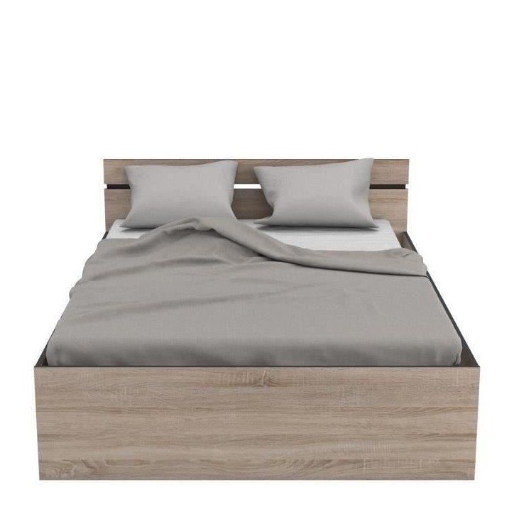 DEMEYERE Michigan Lit adulte 140x190 cm - 2 tiroirs et 1 niche - Industriel - Décor chene brossé et noir DEMEYERE Michigan Lit adulte 140x190 cm - 2 tiroirs et 1 niche - Industriel - Décor chene brossé et noir