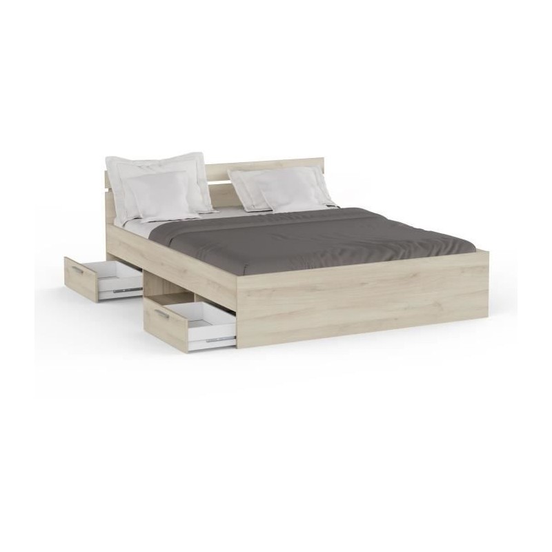 Demeyere Lit adulte MICHIGAN - 160 x 200 cm - Mulitiples rangements - Demeyere Lit adulte MICHIGAN - 160 x 200 cm - Mulitiples rangements -
