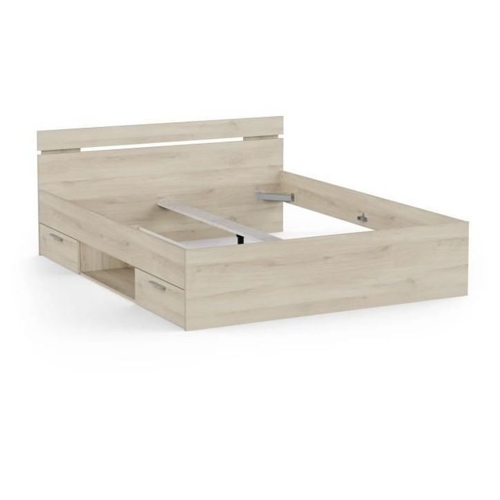 Demeyere Lit adulte MICHIGAN - 160 x 200 cm - Mulitiples rangements - Chene brossé Demeyere Lit adulte MICHIGAN - 160 x 200 cm - Mulitiples rangements - Chene brossé