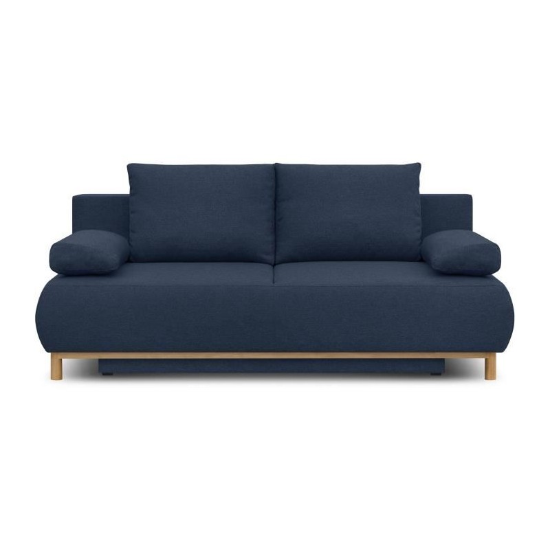 Banquette convertible 3 places MIKA - Tissu bleu foncé - Coffre de ra Banquette convertible 3 places MIKA - Tissu bleu foncé - Coffre de ra