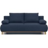 Banquette convertible 3 places MIKA - Tissu bleu foncé - Coffre de ra
