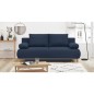 Banquette convertible 3 places MIKA - Tissu bleu foncé - Coffre de rangement - L 192 x H 84 x P 93 cm