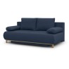 Banquette convertible 3 places MIKA - Tissu bleu foncé - Coffre de ra