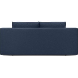 Banquette convertible 3 places MIKA - Tissu bleu foncé - Coffre de ra