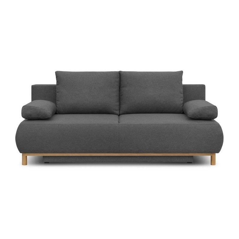 Banquette convertible 3 places MIKA - Tissu gris - Coffre de rangement Banquette convertible 3 places MIKA - Tissu gris - Coffre de rangement