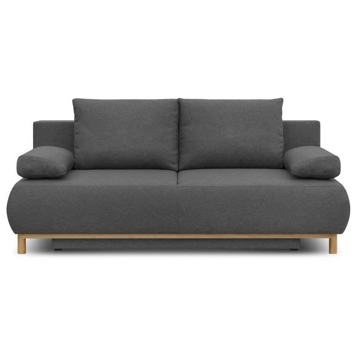 Banquette convertible 3 places MIKA - Tissu gris - Coffre de rangement - L 192 x H 84 x P 93 cm Banquette convertible 3 places MIKA - Tissu gris - Coffre de rangement - L 192 x H 84 x P 93 cm