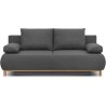 Banquette convertible 3 places MIKA - Tissu gris - Coffre de rangement